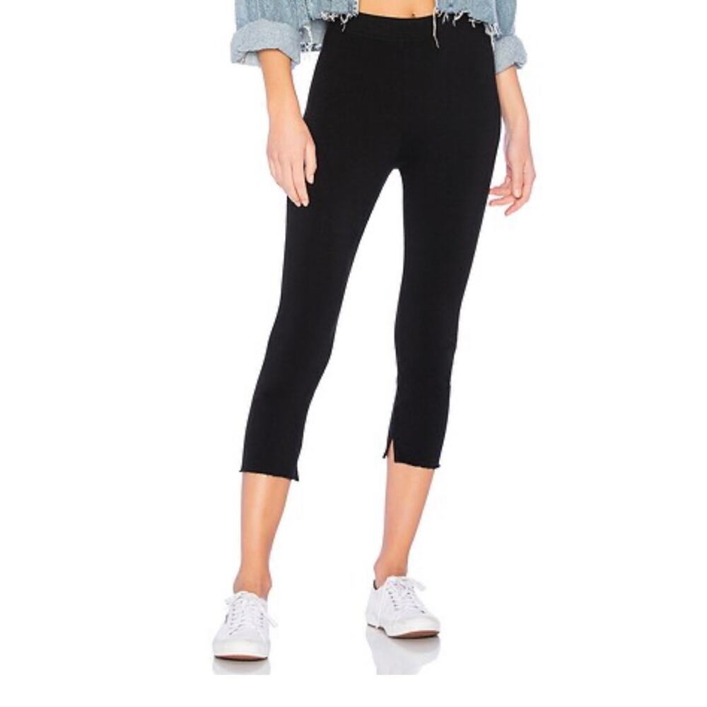 Frank & Eileen Tee Lab Pull On Cropped Legging Split Raw Hem Black Size Small